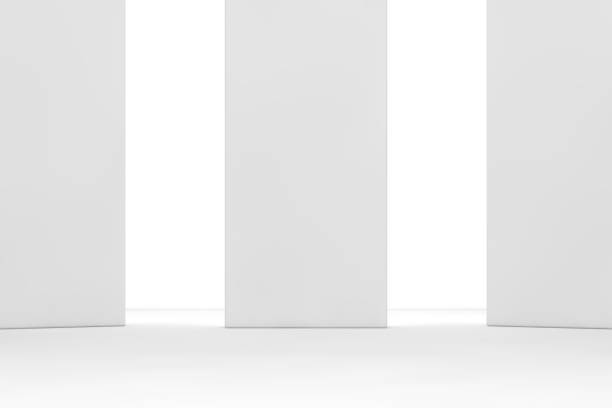 istock Abstract interior design of modern showroom with empty concrete floor and white wall background - Hall or stage 3d illustration 1323906347