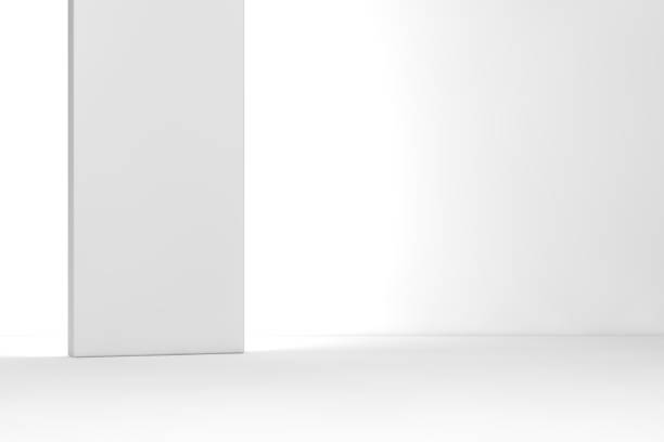 istock Abstract interior design of modern showroom with empty concrete floor and white wall background - Hall or stage 3d illustration 1323906364