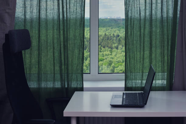istock An empty workplace with no people in the home office 1323910667