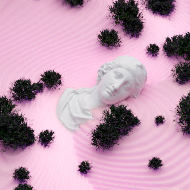 istock 3D illustration, 3D rendering. Vaporwave concept. Bust of statue Aphrodite. 1323911635