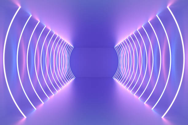 istock 3D Empty Room, Tunnel With Neon Lights, Abstract Modern Architecture Background 1323911863