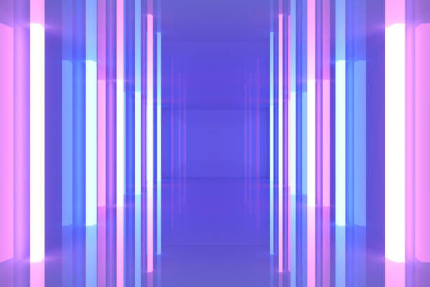 istock 3D Empty Room, Tunnel With Neon Lights, Abstract Modern Architecture Background 1323913477