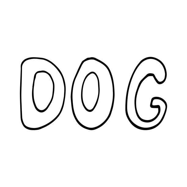 istock dog lettering. hand drawn doodle. vector, scandinavian, nordic, minimalism, monochrome. letters, word. 1323915743