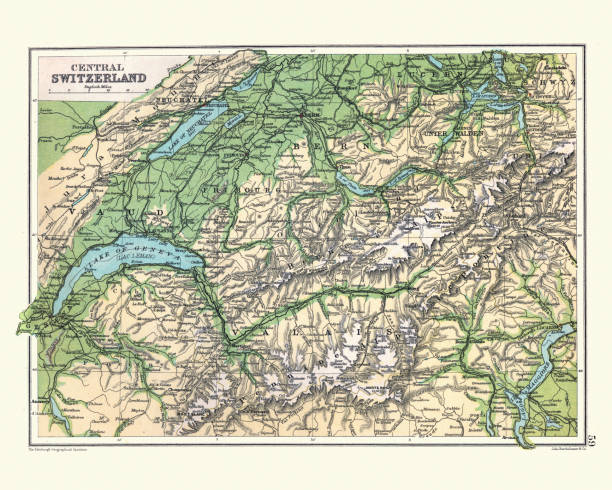istock Antique Map of Central Switzerland, Lake Geneva, 19th Century 1323921563