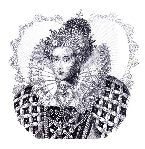illustrazioni stock, clip art, cartoni animati e icone di tendenza di ritratto della regina elisabetta i d'inghilterra - queen elizabeth
