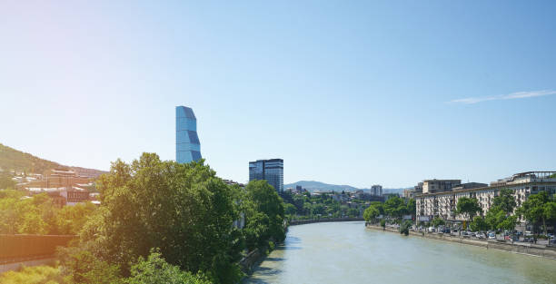 istock Modern Tbilisi city on Blue sky background 1323924865