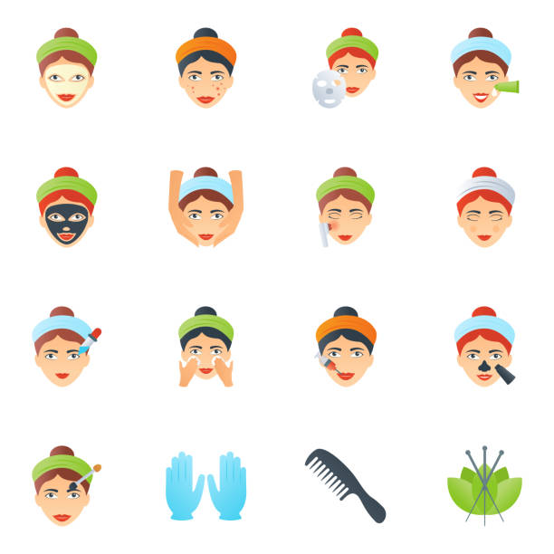 Flat Icons of Salon and Spa Flat icons of personal care and grooming is a perfect compact you can use in apps, web and design projects. Download with a premium offer. botox bottle stock illustrations