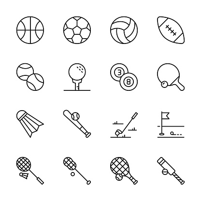 Sport Ball Editable Stroke Line Icon Collection