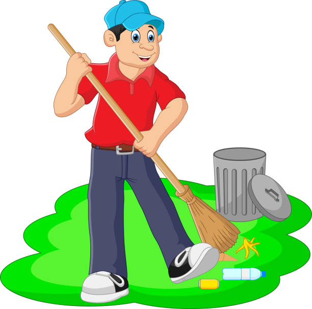 Cartoon Boy Cleaning The Yard Stock Illustration - Download Image Now -  Boys, Child, House - iStock
