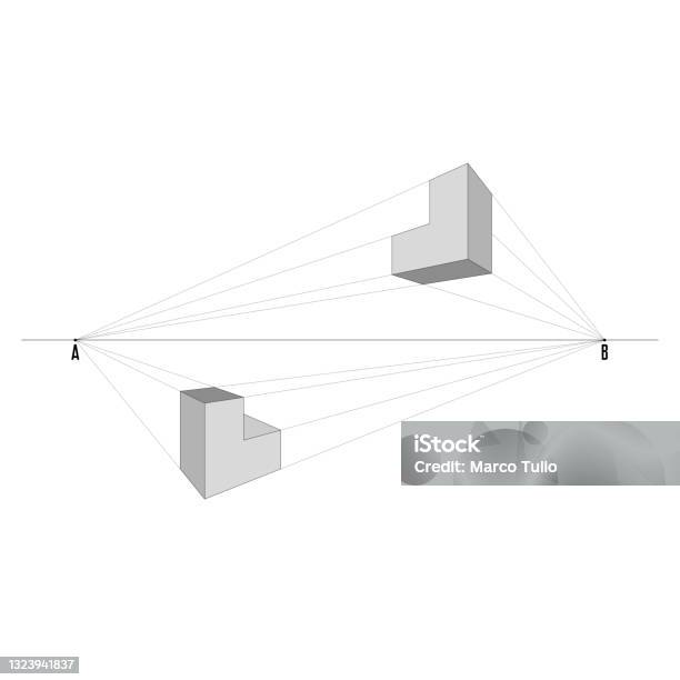 Perspective Corner View Technical Drawing Example Of Perspective With Two Vanishing Points ...