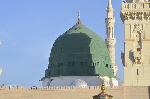 Photo of the Prophet Muhammad Mosque (Masjid Nabawi) from side 3.\n Madinah, Saudi Arabia, February 20, 2019