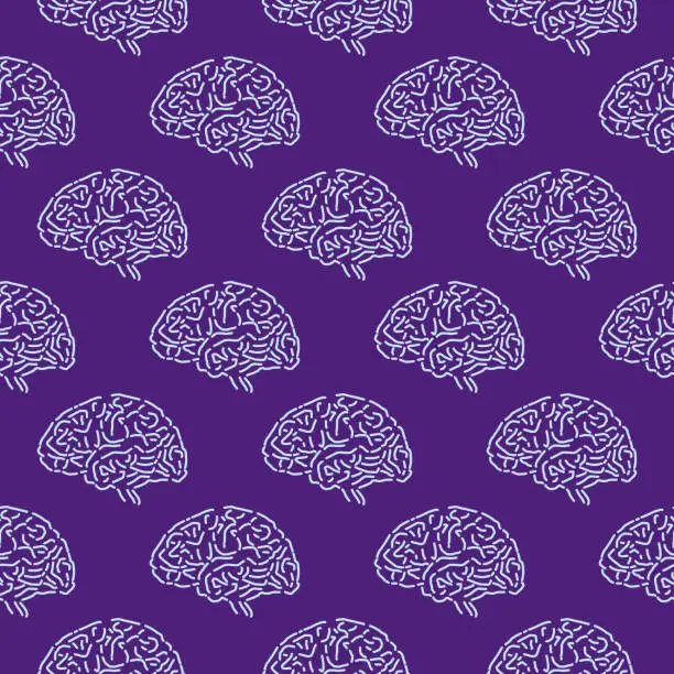 Vector illustration of Doodle Brains Seamless Pattern