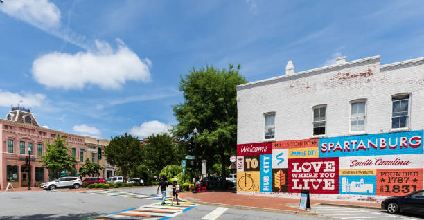 Historic downtown, Spartanburg stock photo