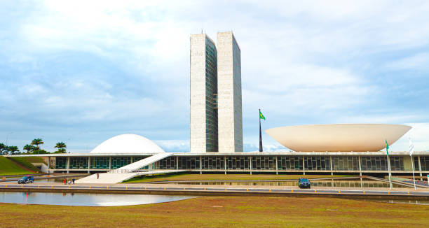 the national congress of brazil. national congress, chamber of deputies, federal senate, brasilia, brazil. - national congress building imagens e fotografias de stock