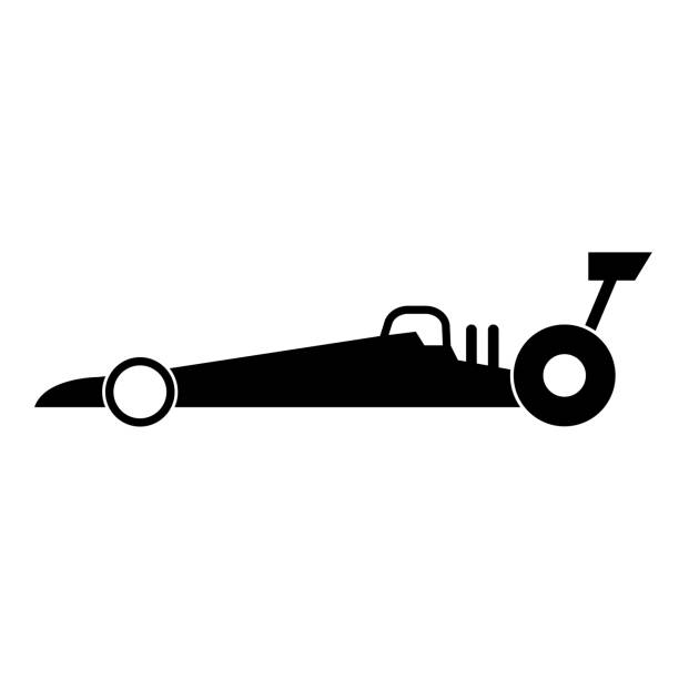 black silhouette icon design of drag racing car black silhouette icon design of drag racing car,vector illustration funny cars drag racing stock illustrations