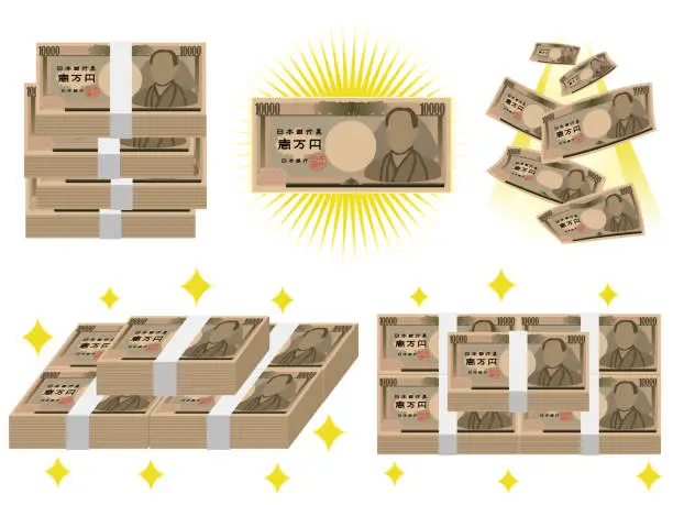 Vector illustration of A lot of Japanese money