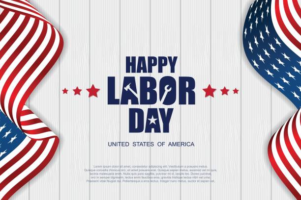 istock Vector Happy Labor Day card. National american holiday illustration with USA flag. 1323961636
