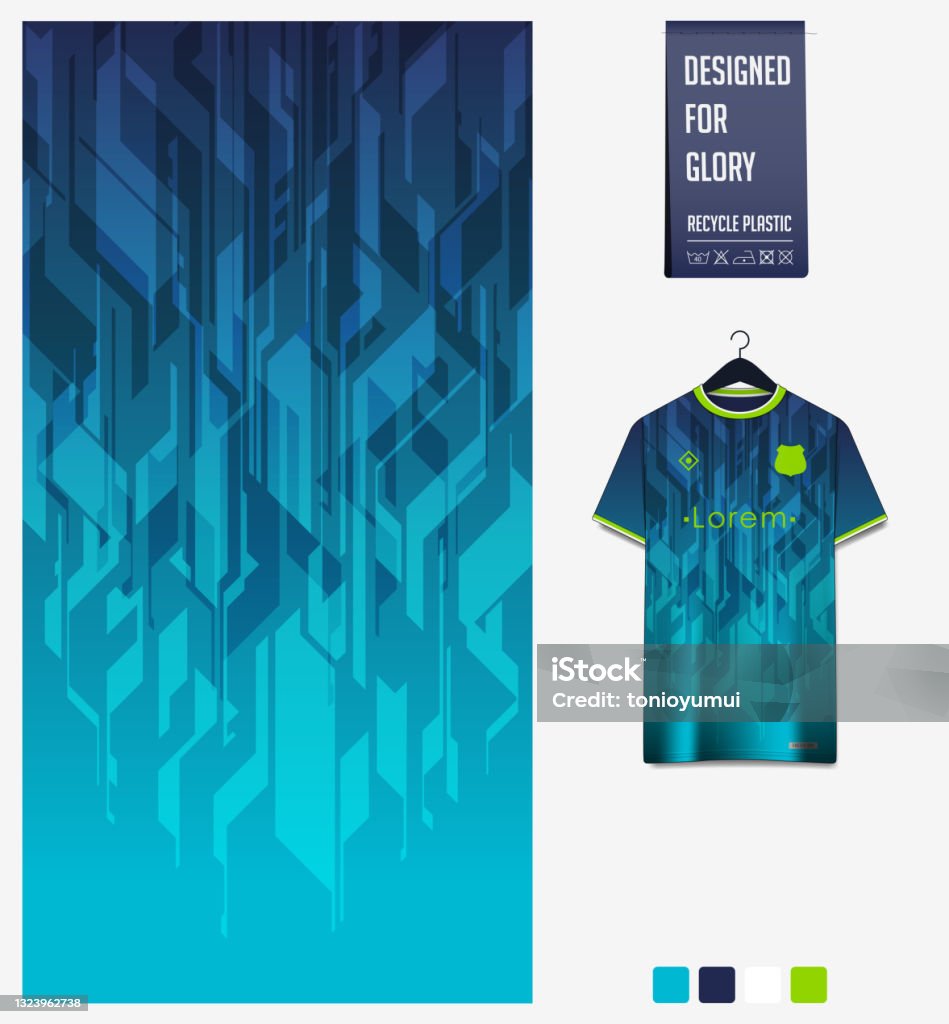 Vetores de Design Padrão Da Camisa De Futebol Padrão Geométrico Em Fundo  Abstrato Azul Para Kit De Futebol Kit De Futebol Ou Uniforme Esportivo  Modelo De Maquete De Camiseta Padrão De Tecido