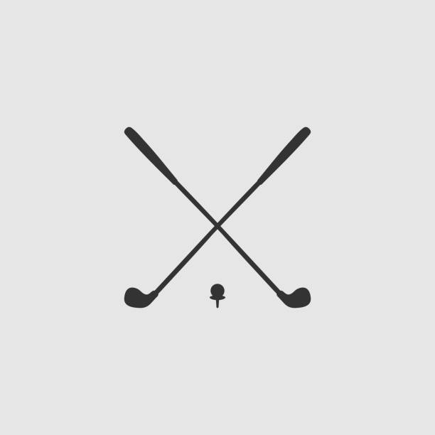 stockillustraties, clipart, cartoons en iconen met vector simple isolated crossed golf clubs icon - golfclub