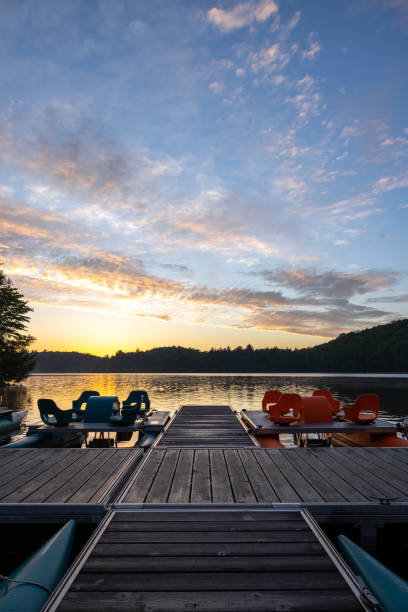 istock View of Lac Stukely From Wooden Dock, Quebec, Canada at Sunset 1323965288
