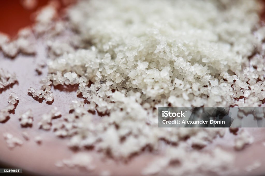 Natural sea salt. Flower of salt from Guerande - France Natural sea salt. Flower of salt from Guerande - France. Salt - Seasoning Stock Photo