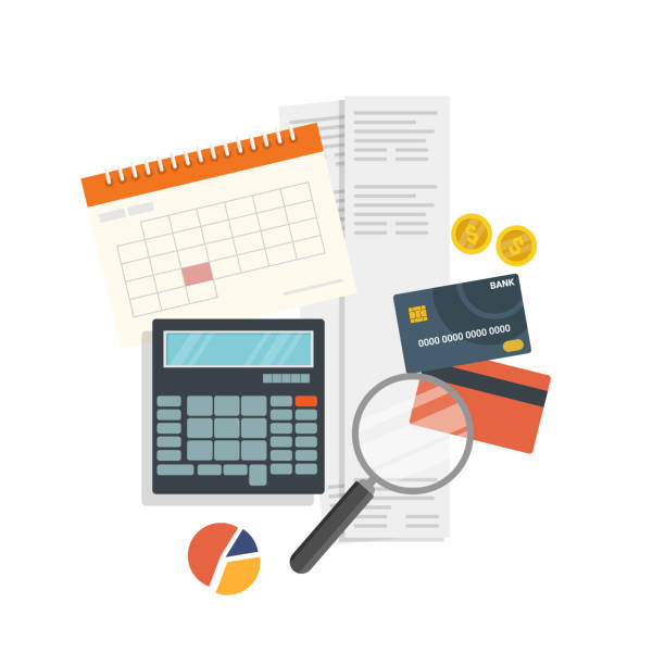koncepcja podatków i płatności z tytułu finansowania osobistego - budget stock illustrations
