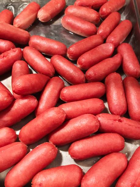 istock boiled chicken sausages for breakfast at the hotel. 1323975669