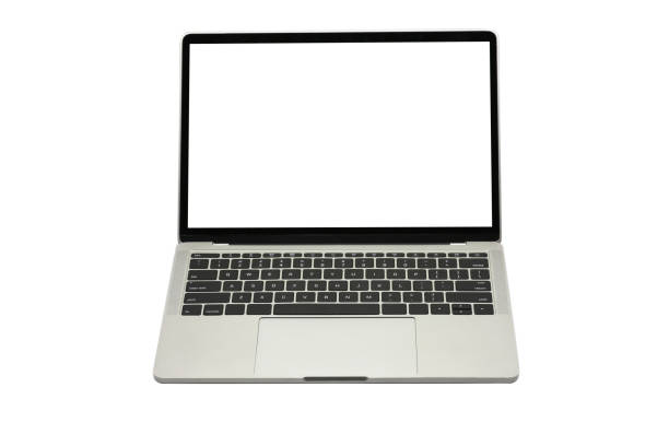 istock Laptop with white screen isolated on white background 1323977863