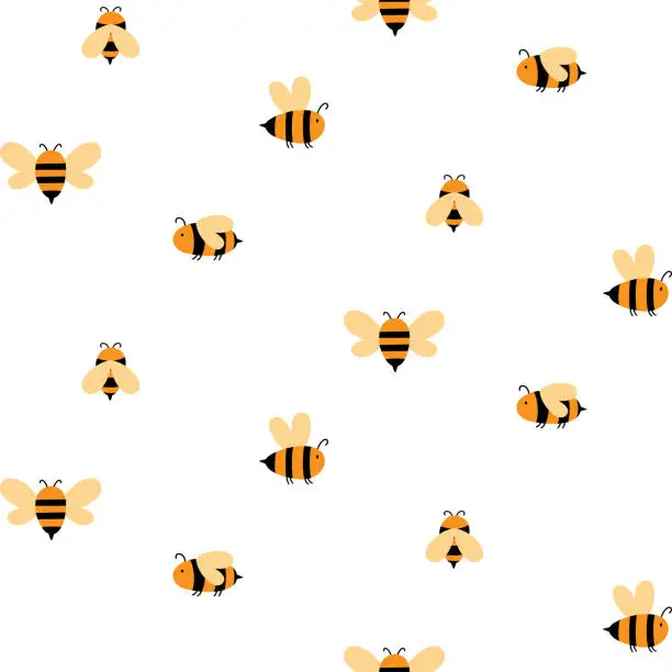 Vector illustration of Bumble bee Seamless pattern Honeybee vector pattern