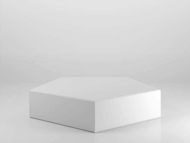 istock White empty podium in shape of 3d pentagon 1323986164