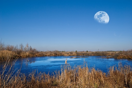 alf moon above a frozen lake