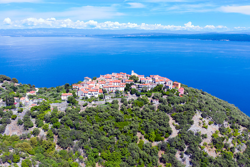 Aerial view of the beautiful Beli Village on the island of Cres, Croatia