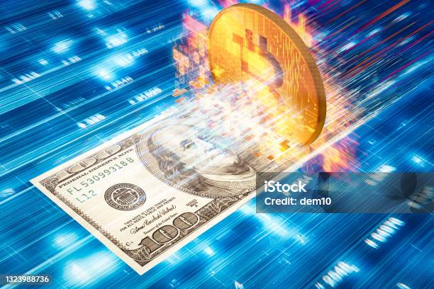 Bitcoin Cryptocurrency Mining Stock Photo - Download Image Now - Bitcoin, US Currency, Paper Currency
