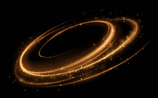 불꽃과 빛 효과가 있는 추상적인 황금빛 광선 - black gold abstract spiral stock illustrations