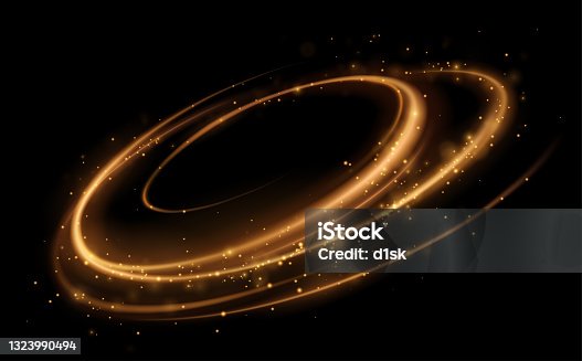 istock Abstract golden light lines with sparks and glow effect 1323990494