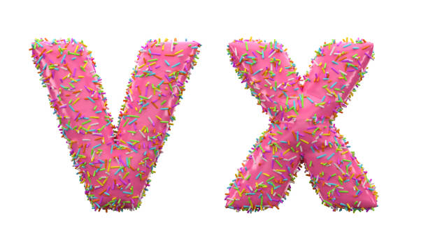 istock Doughnut Alphabet V and X letters. 1323999611