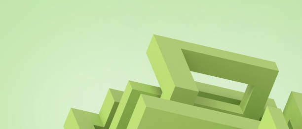 Creative idea futuristic Geometric shapes and ladder for thinking Design Concept on Light Green. banner, website, Copy Space -3d Rendering