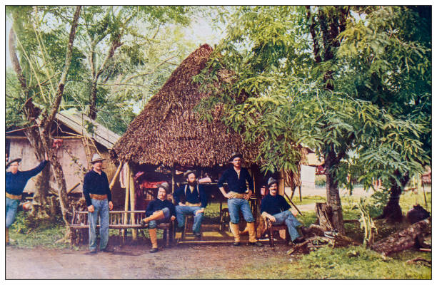 Antique color photograph: On picket duty