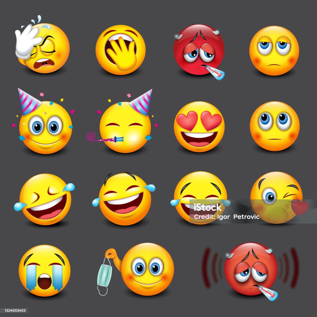 Set Of Emoticons Emojis Collection Vector Illustration Stock ...