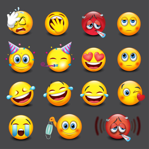 Set of emoticons - emojis collection - vector illustration Set of emoticons - emojis collection facepalm funny stock illustrations