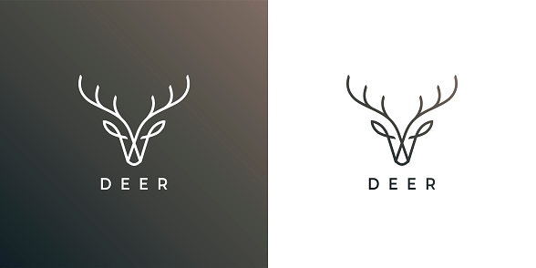 Deer head antler line icon. Elk buck symbol. Wild animal wilderness sign. Vector illustration.