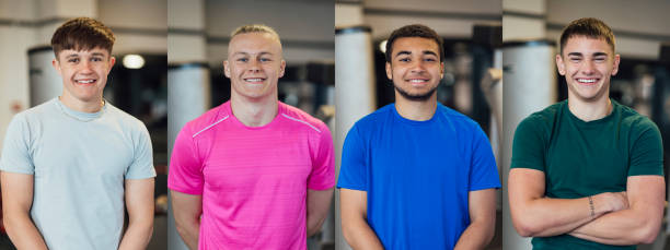 istock Portrait Collage of Young Men at the Gym 1324007607
