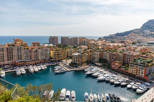 View from top on the bay of Monaco with a marina