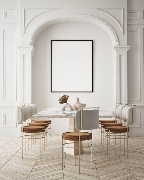 istock mock up poster frame in modern interior background, mimimalistic style, 3D render 1324008138