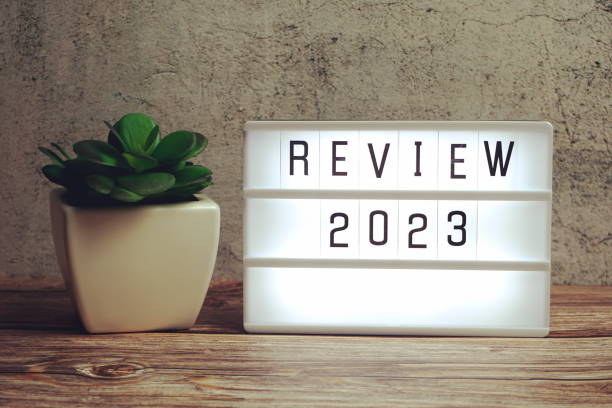 istock Review 2023 word in light box on wooden background 1324008212