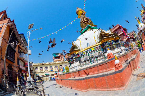 Buddhist Stupa, Thamel Tourist Area, Kathmandu, Nepal Buddhist Stupa, Thamel Tourist Area, Kathmandu, Nepal, Asia thamel stock pictures, royalty-free photos & images