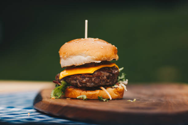 istock Close-up. Homemade hamburger on chopping board. 1324016696