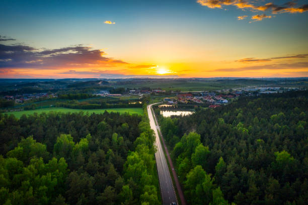 istock Sunset over the forest at the Tricity beltway 1324026409