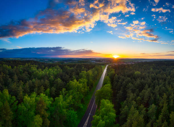 istock Sunset over the forest at the Tricity beltway 1324026419
