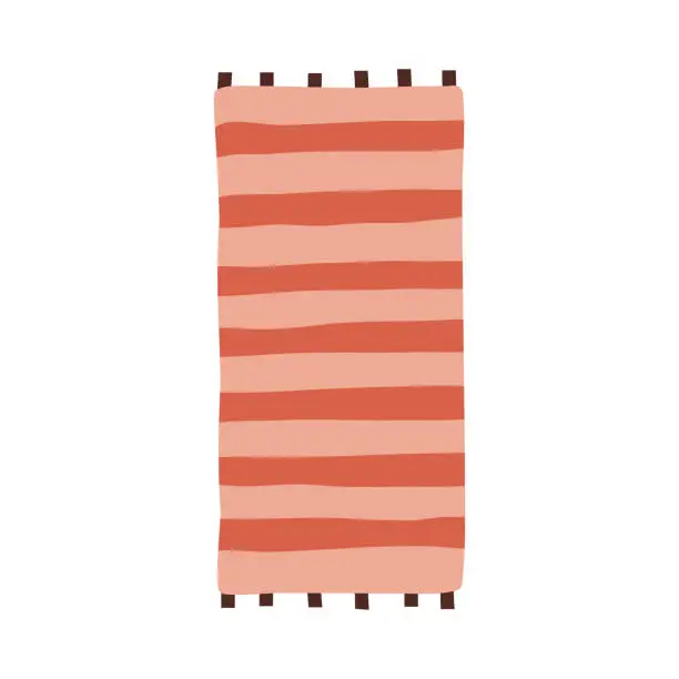 Vector illustration of Hand drawn Striped Beach towel vector flat doodle Illustration